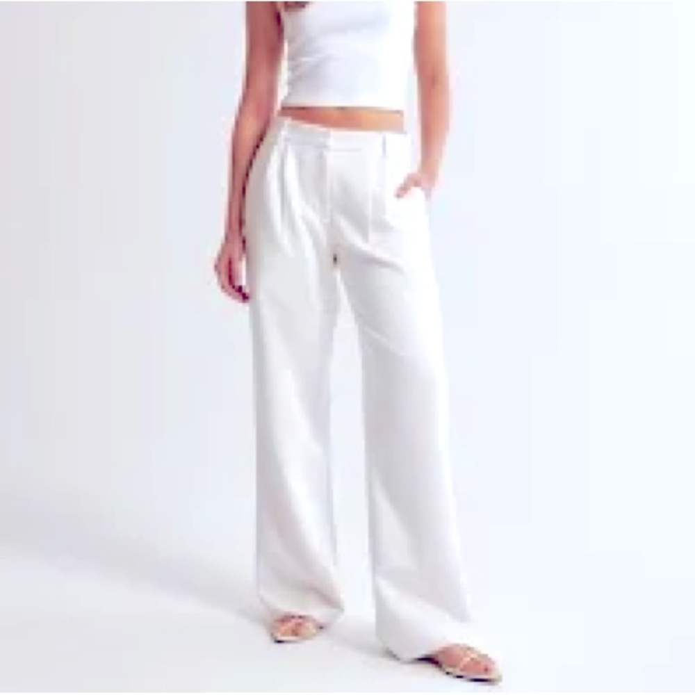 Abercrombie & Fitch Linen Blend Pull-On Pant in White, size XS